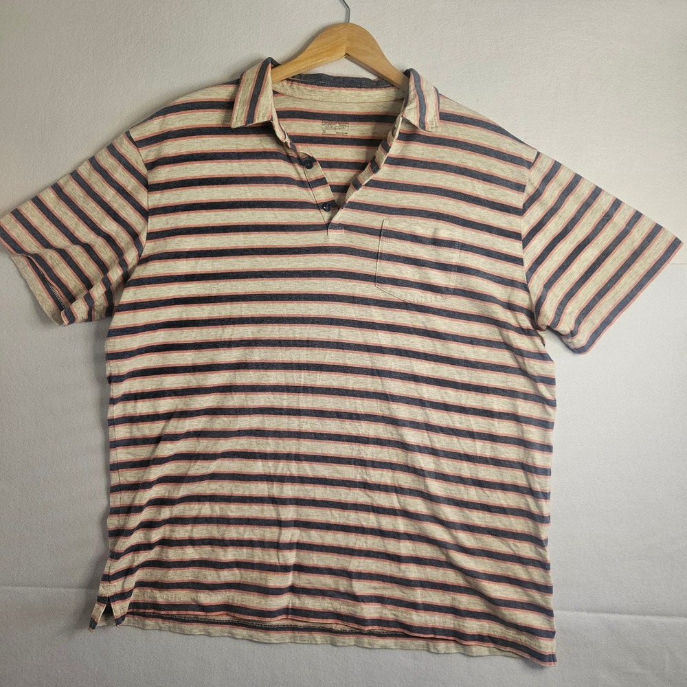 Patagonia Mens Organic Cotton Striped Polo‎ Shirt XL Blue Pink STY52776 SP18